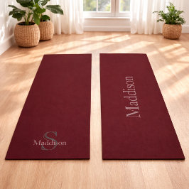 Personalized Name Monogram Burgundy Black ヨガマット