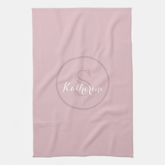 Personalized Name Monogram Dusty Rose キッチンタオル (縦)