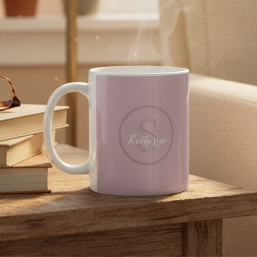 Personalized Name Monogram Dusty Rose コーヒーマグカップ