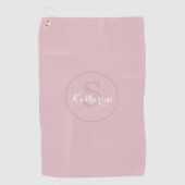 Personalized Name Monogram Dusty Rose ゴルフタオル (正面)