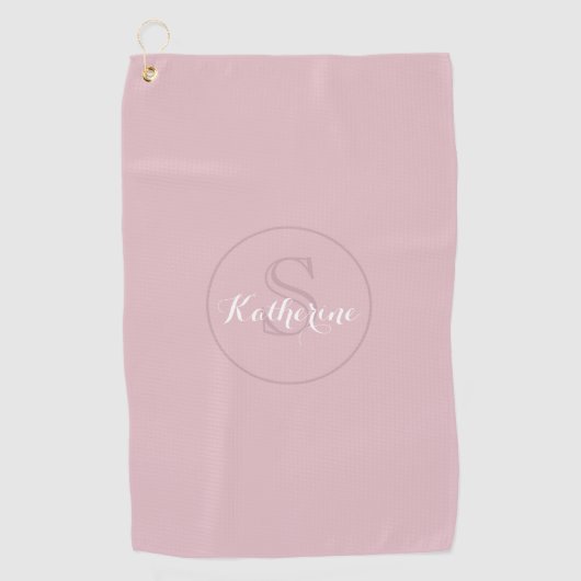 Personalized Name Monogram Dusty Rose ゴルフタオル (正面)