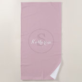 Personalized Name Monogram Dusty Rose ビーチタオル (正面)