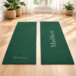 Personalized Name Monogram Emerald Green Black ヨガマット