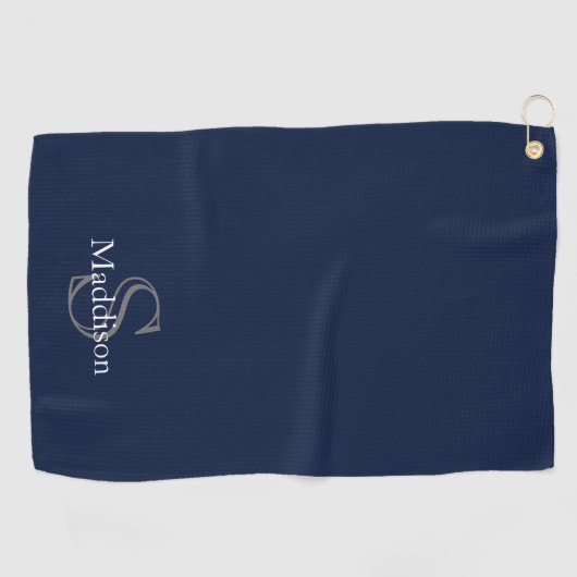 Personalized Name Monogram Navy Black ゴルフタオル (横)