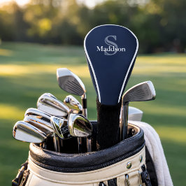 Personalized Name Monogram Navy Black ゴルフヘッドカバー