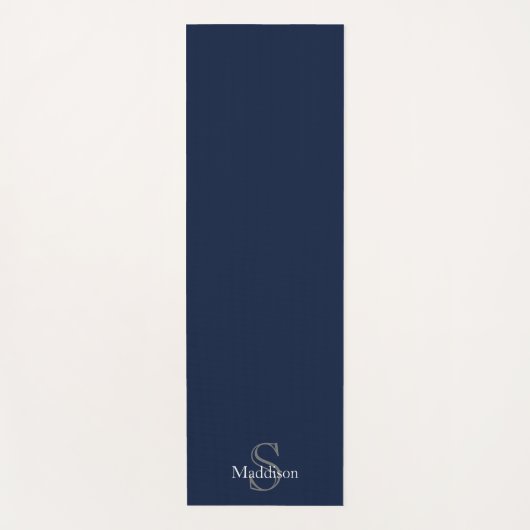 Personalized Name Monogram Navy Black ヨガマット (正面)