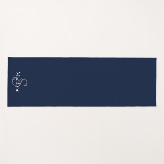 Personalized Name Monogram Navy Black ヨガマット (正面(横))