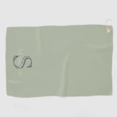 Personalized Name Monogram Olive Green Black ゴルフタオル (横)