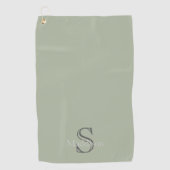 Personalized Name Monogram Olive Green Black ゴルフタオル (正面)