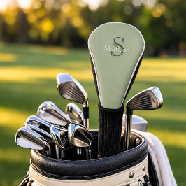 Personalized Name Monogram Olive Green Black ゴルフヘッドカバー