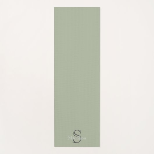 Personalized Name Monogram Olive Green Black ヨガマット (正面)