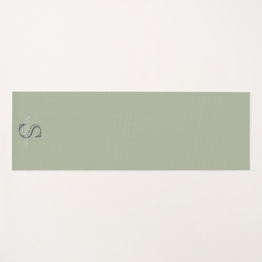 Personalized Name Monogram Olive Green Black ヨガマット (正面(横))