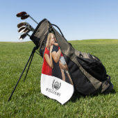 Personalized Name Monogram Photo ゴルフタオル (グリーン)