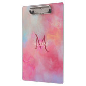 Personalized Name + Monogram Pink Watercolor Ink クリップボード (左)