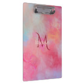 Personalized Name + Monogram Pink Watercolor Ink クリップボード (右)