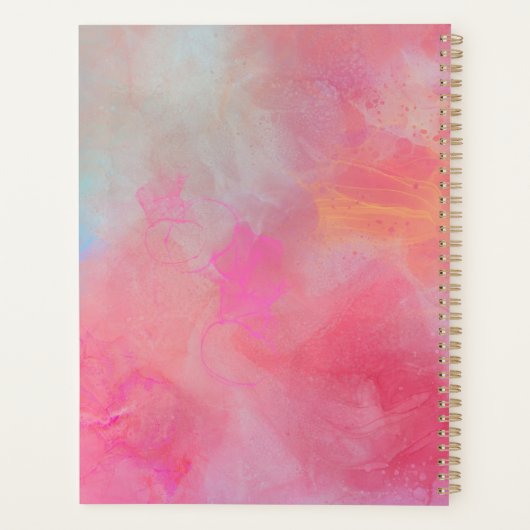 Personalized Name + Monogram Pink Watercolor Ink プランナー手帳 (裏面)