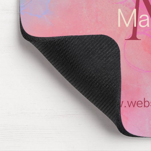 Personalized Name + Monogram Pink Watercolor Ink マウスパッド (コーナー)