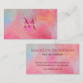 Personalized Name + Monogram Pink Watercolor Ink 名刺 (正面/裏面)