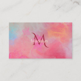 Personalized Name + Monogram Pink Watercolor Ink 名刺