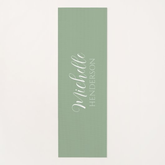 Personalized Name Monogram Sage Green ヨガマット (正面)