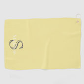 Personalized Name Monogram Soft Yellow Black Yoga ゴルフタオル (横)