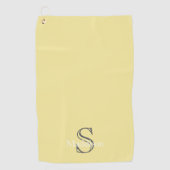 Personalized Name Monogram Soft Yellow Black Yoga ゴルフタオル (正面)