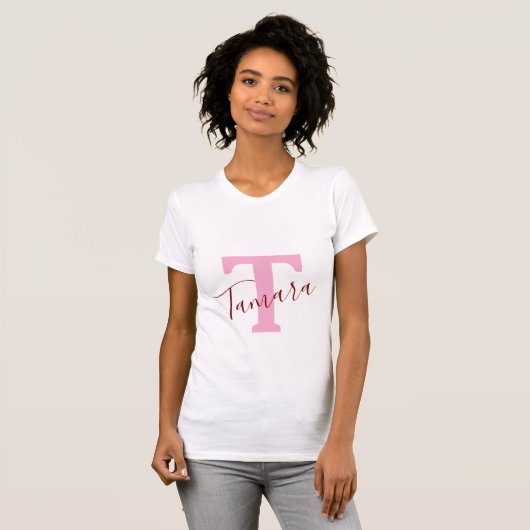 Personalized Name Monogram T - Shirt | Pink Design Tシャツ (正面フル)