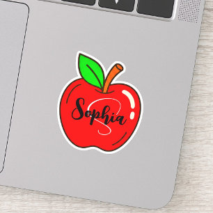 Personalized Name Monogram Tag Red Apple Teacher シール