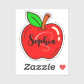 Personalized Name Monogram Tag | Red Apple Teacher シール (シート)