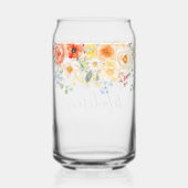 Personalized Name Monogram Watercolor Sunny Floral ガラス缶 (裏面)