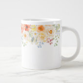 Personalized Name Monogram Watercolor Sunny Floral ジャンボコーヒーマグカップ (右)
