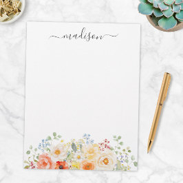 Personalized Name Monogram Watercolor Sunny Floral レターヘッド