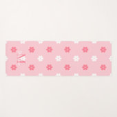 Personalized name monogram white pink floral  ヨガマット (正面(横))