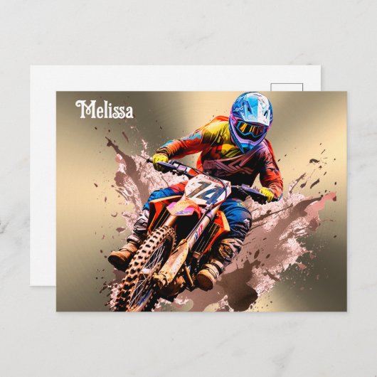 Personalized name Motocross ポストカード (正面/裏面)