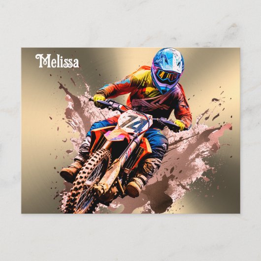 Personalized name Motocross ポストカード (正面)