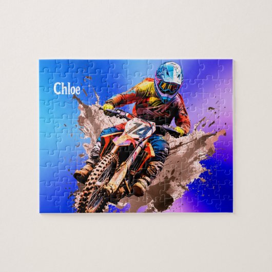 Personalized name Motocross Puzzle ジグソーパズル (横)
