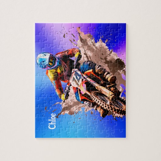 Personalized name Motocross Puzzle ジグソーパズル (縦)