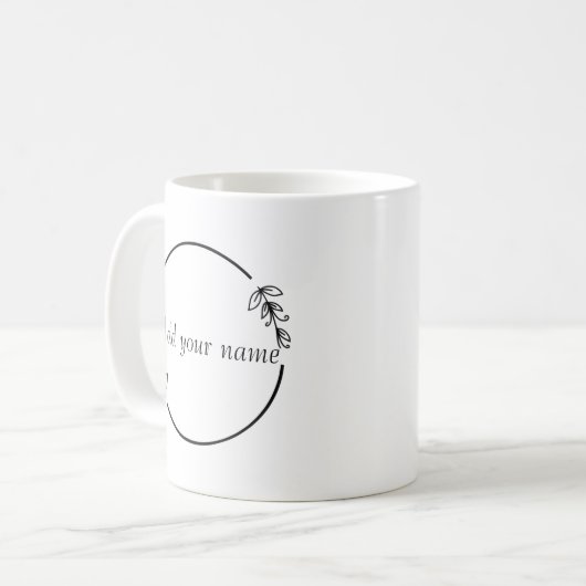 Personalized Name Mug – Minimal Floral Design コーヒーマグカップ (正面左)