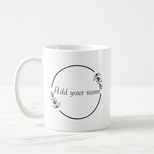 Personalized Name Mug – Minimal Floral Design コーヒーマグカップ (左)