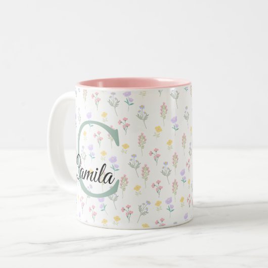 Personalized Name Mug with Initial  ツートーンマグカップ (正面左)