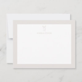 Personalized Name Neutral Bow ノートカード
