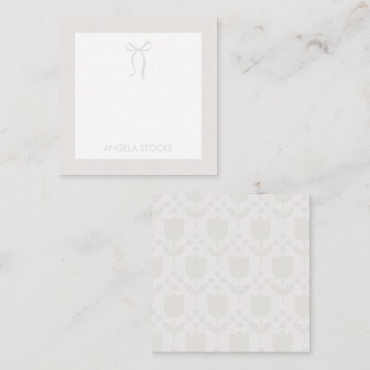 Personalized Name Neutral Bow ノートカード (正面/裏面)