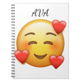  Personalized Name Notebook with Hearts Emoji ノートブック (正面)