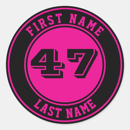 Personalized Name & Number Baseball Bat Knob ラウンドシール (正面)