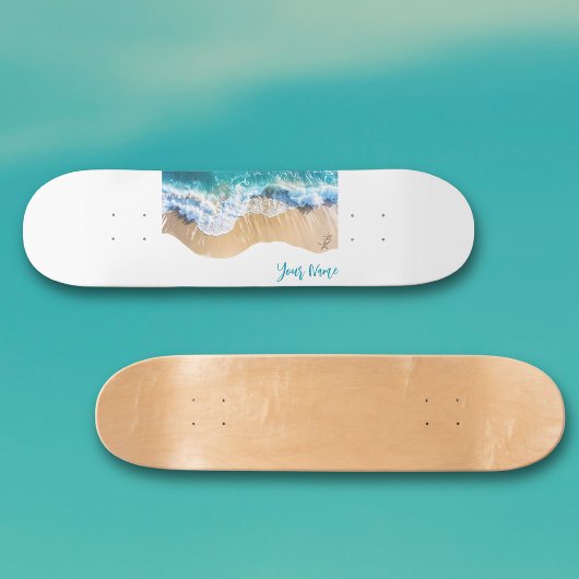 Personalized Name Ocean Waves on the Beach スケートボード