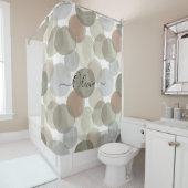 Personalized Name Olive Green & Grey Watercolor  シャワーカーテン (インサイチュ)