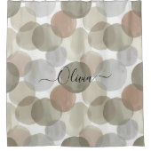 Personalized Name Olive Green & Grey Watercolor  シャワーカーテン (正面)