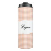 Personalized Name Orange Gingham Pattern タンブラー (正面)