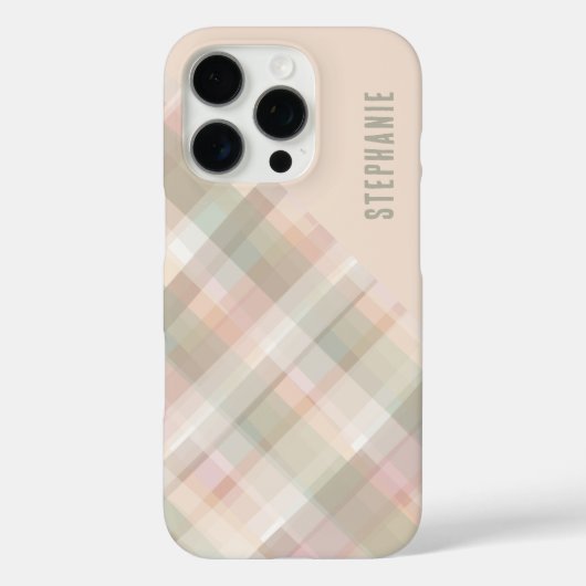 Personalized Name Pastel Plaid Peach Green Pretty  Case-Mate iPhoneケース (裏面)