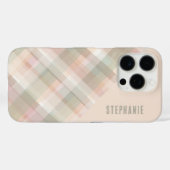 Personalized Name Pastel Plaid Peach Green Pretty  Case-Mate iPhoneケース (裏面 (横))